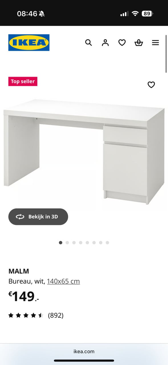 Wit bureau malm IKEA