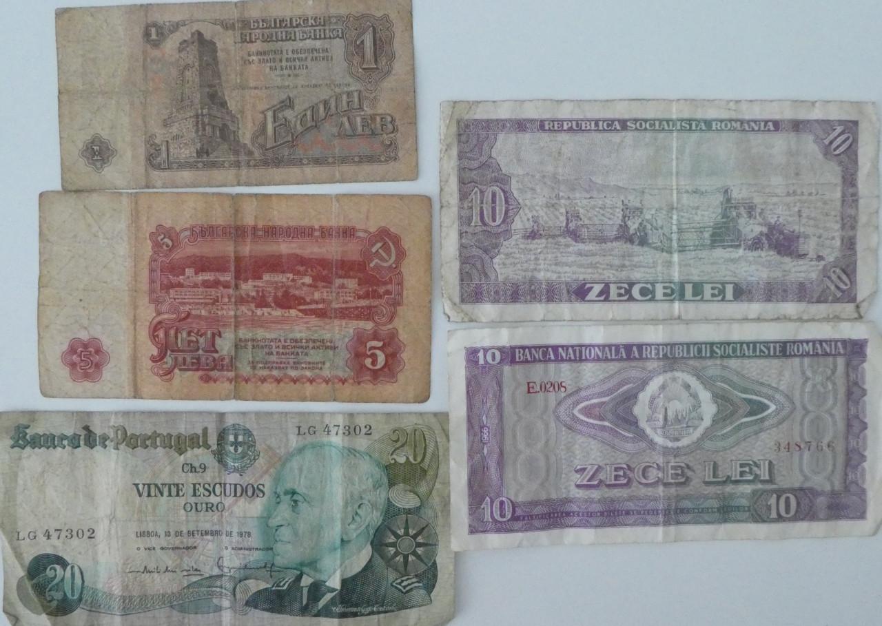 Oude bankbiljetten 14x, diverse landen