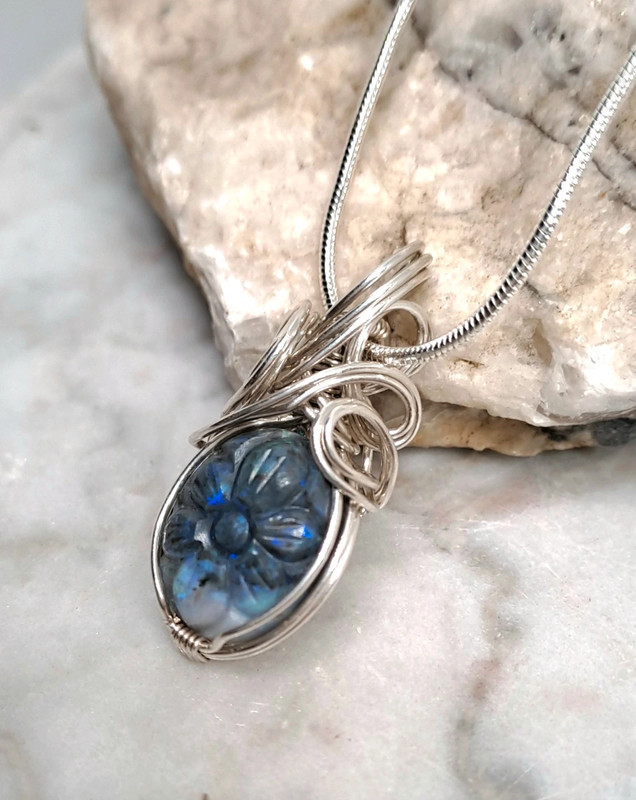 Ketting zwart opaal in 925 sterling zilver