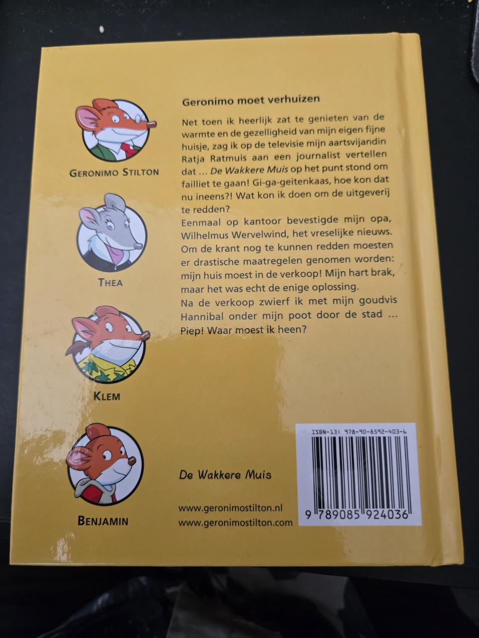 Kinderboek "Geronimo moet verhuizen" uit de bekende Geronimo Stilton-reeks