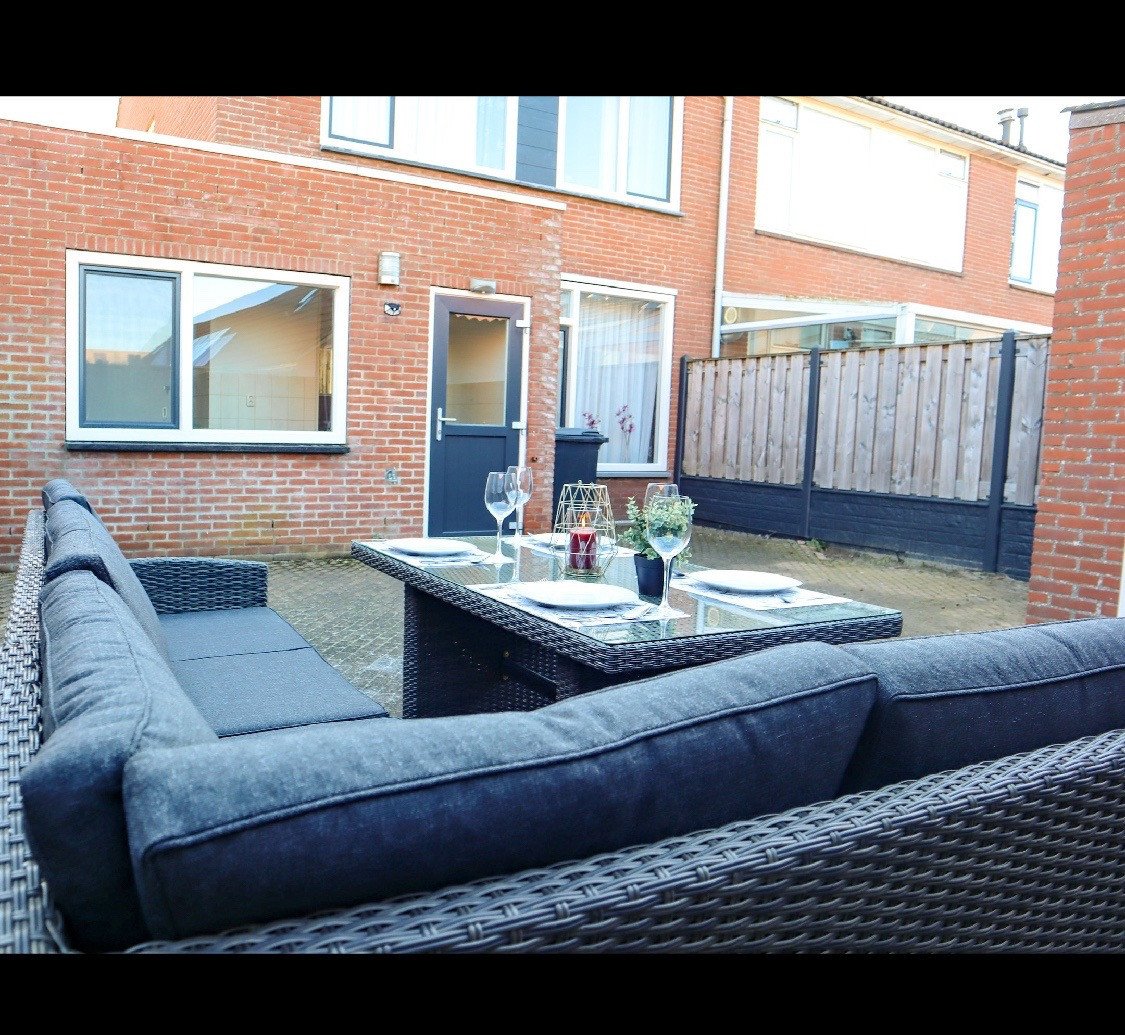 Tuinset-Loungeset Hoekbank Dark Grey met Hoge Tafel