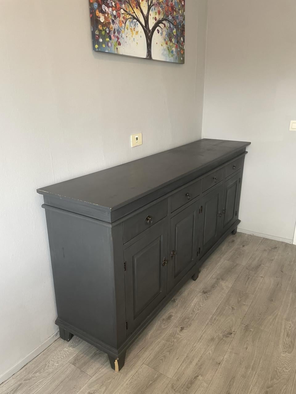 Dressoir, donkerblauw, 195 cm breed, 90 cm hoog en 45 cm diep