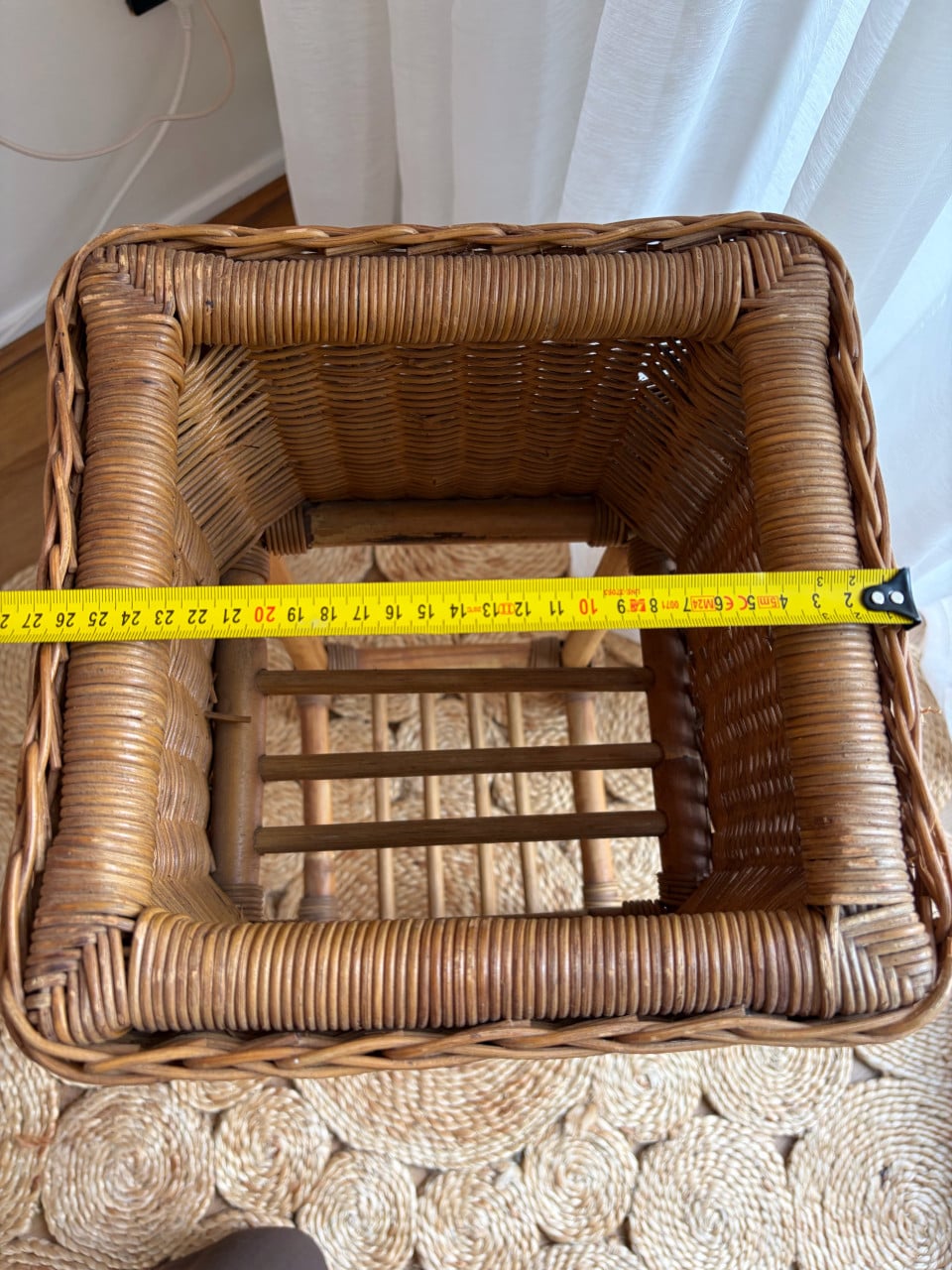 Vintage rotan / rieten plantenhouder
