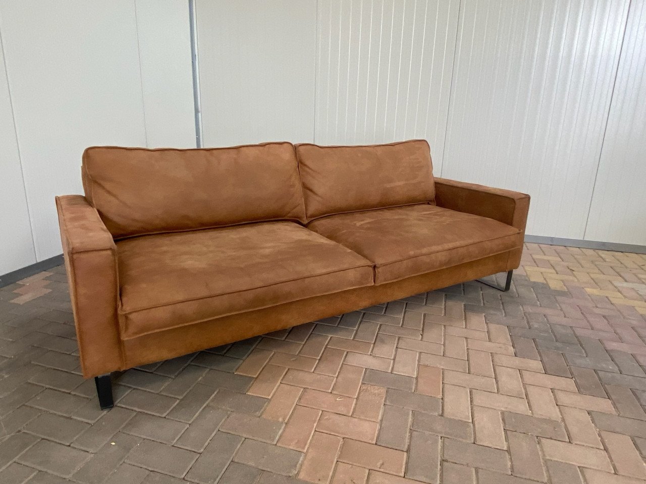 GRATIS LEVERING HEEL NL Cognac Stoffen 4-zits Bankstel