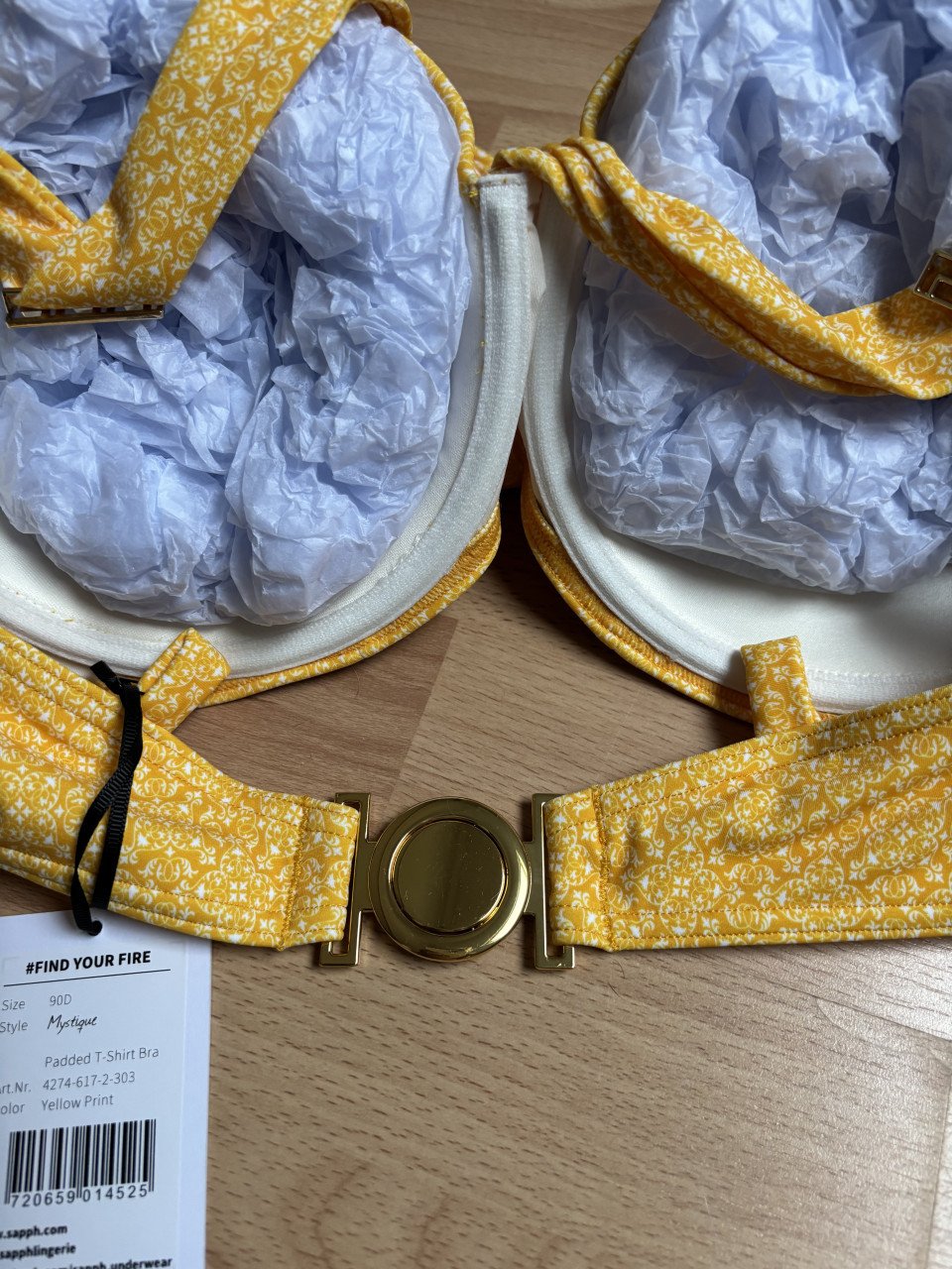 SAPPH bikini geel met twee broekjes  90D maat 40