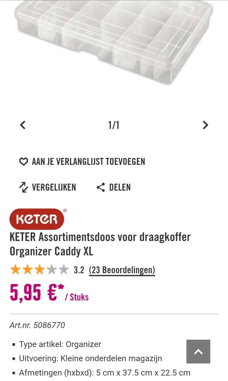 6x KETER sorteer koffer