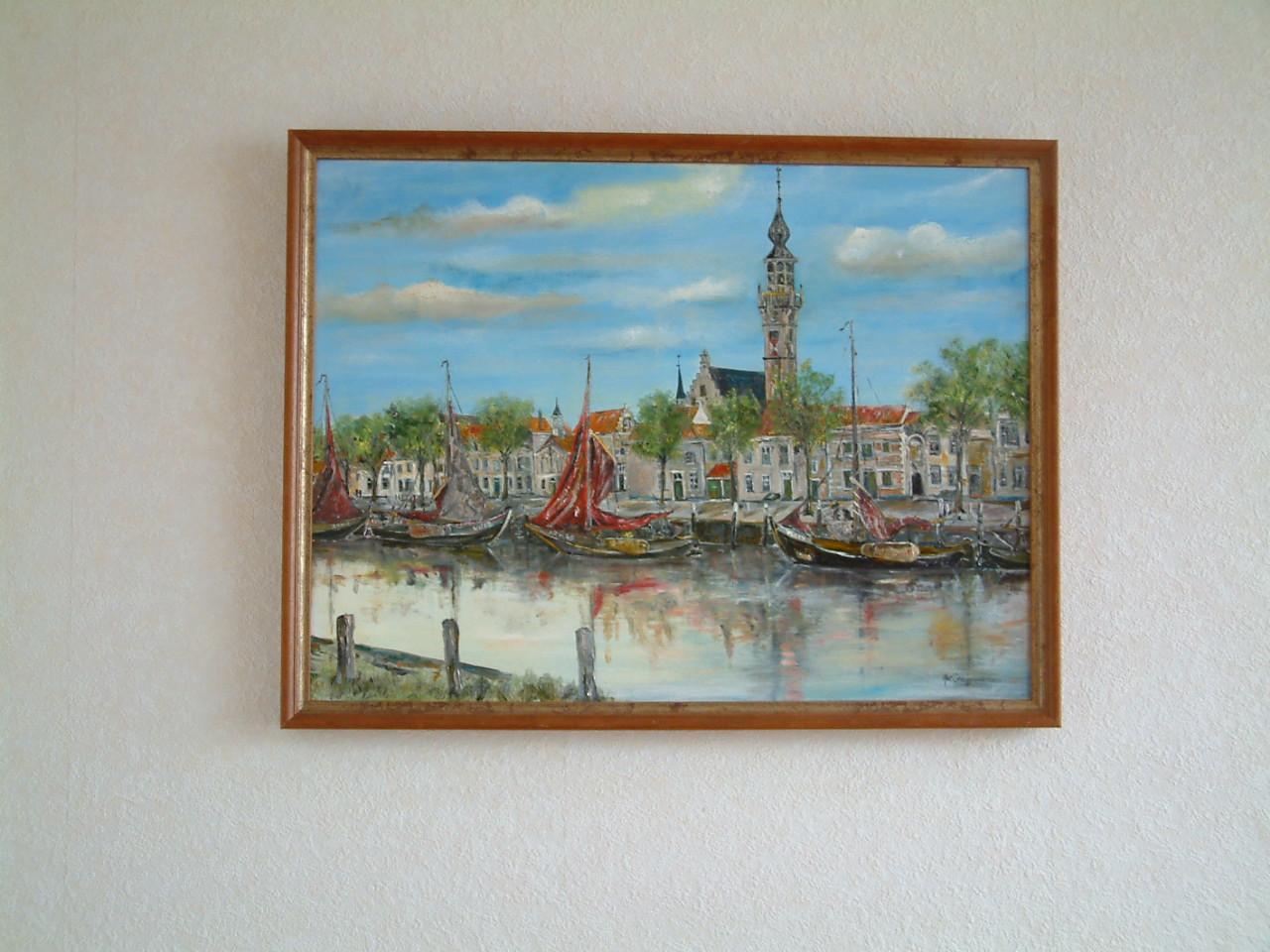 Zicht op Veere  haven oude visserij