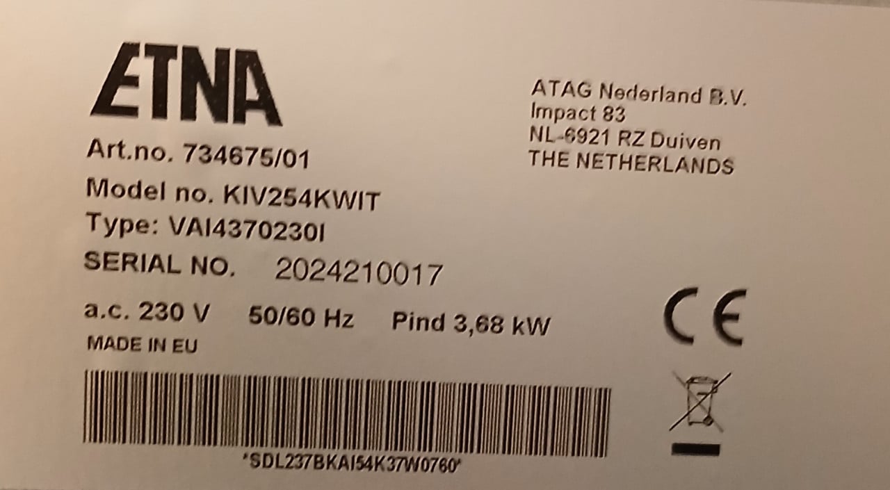 Vrijstaande inductie kookplaat op normaal stopcontact