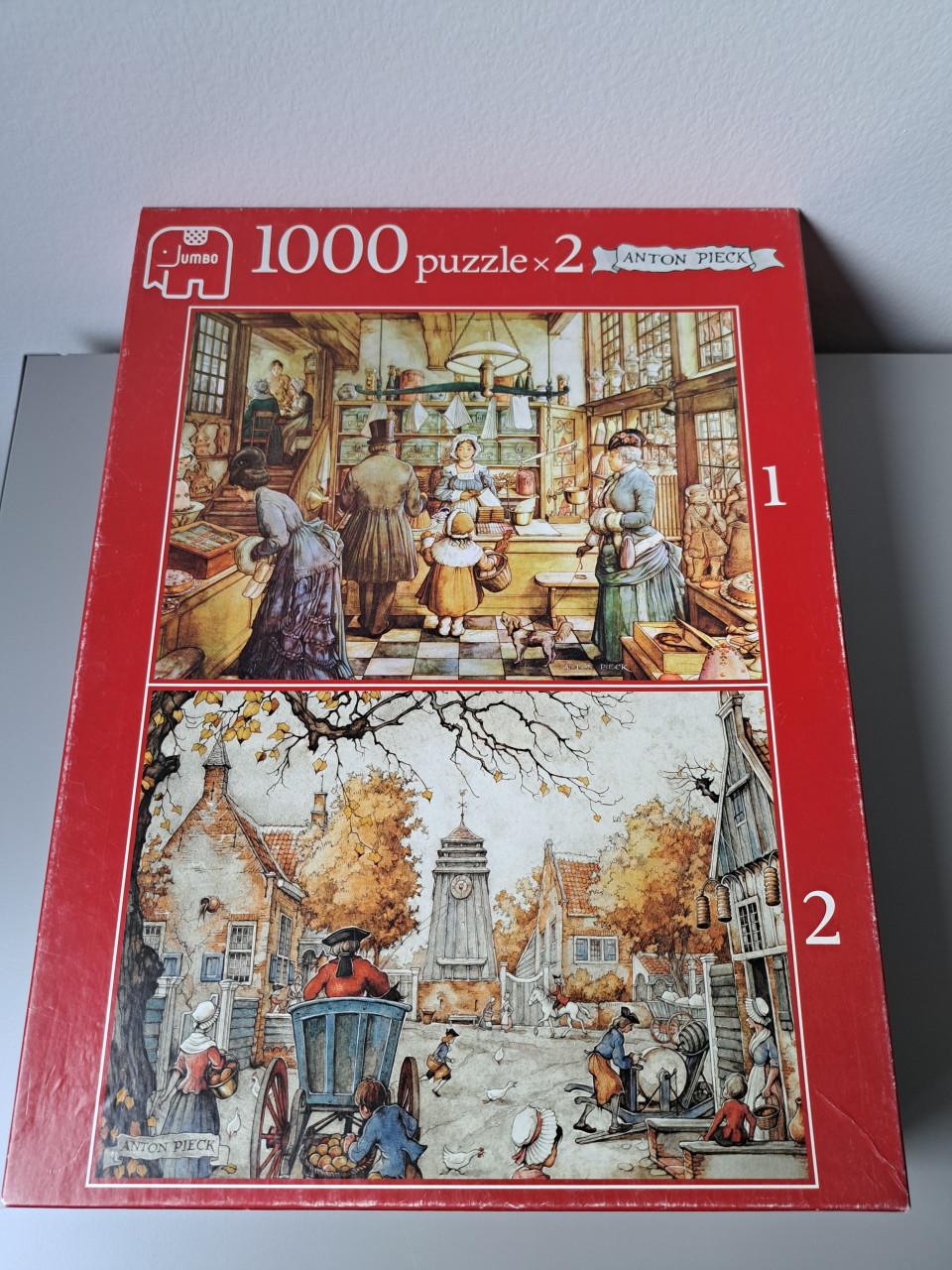 2 puzzels Anton Pieck in 1 doos van 1000 stukjes.