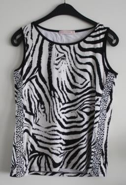 Top zwart wit print maat m