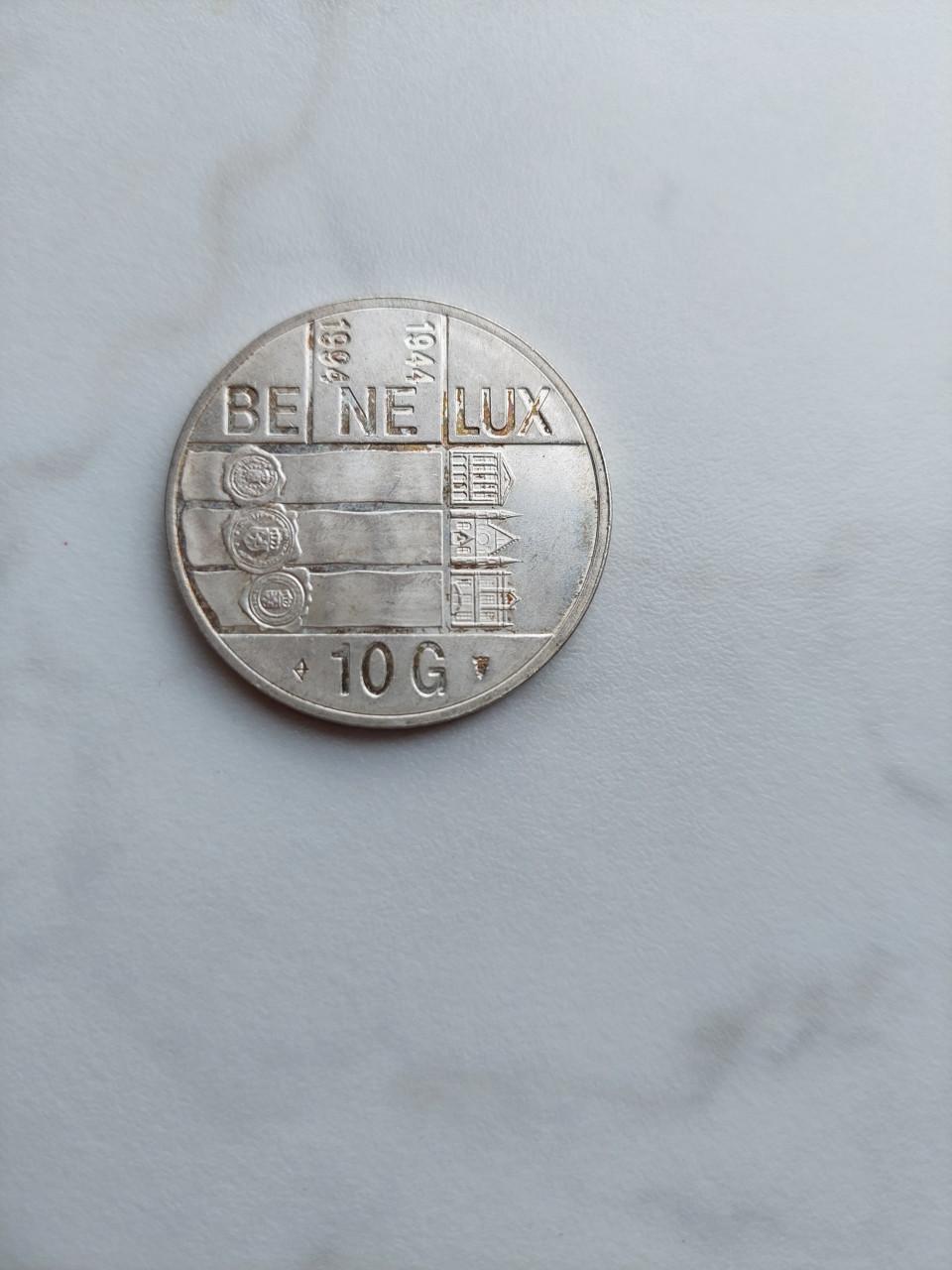 Zilveren 10 gulden munt Benelux 1944-1994
