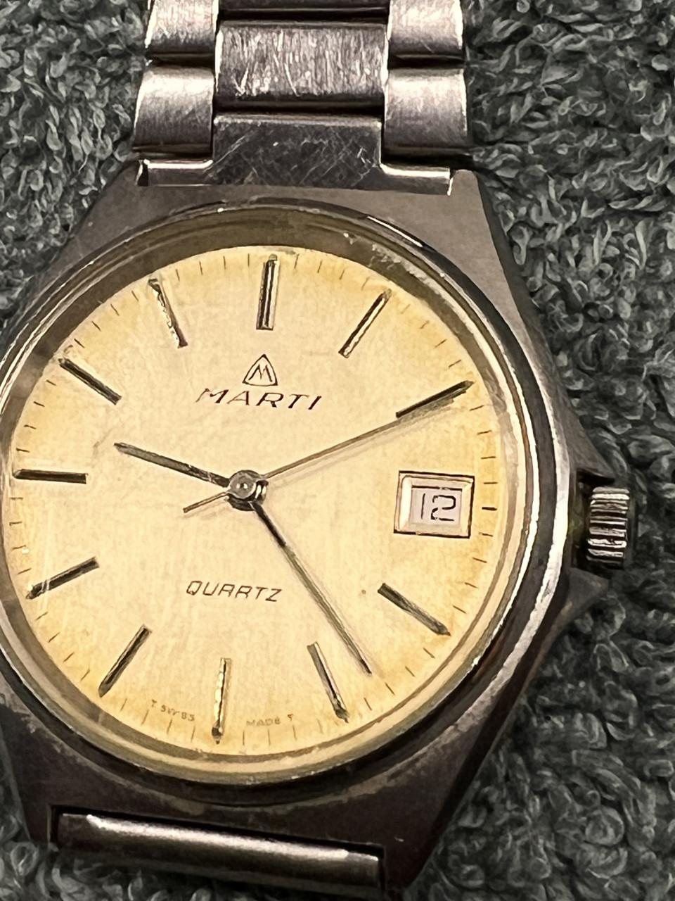 MARTI heren horloge met datum swiss made Moet nieuwe batterij in