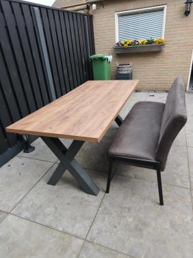 Eettafel met eetzitbank 190x90
