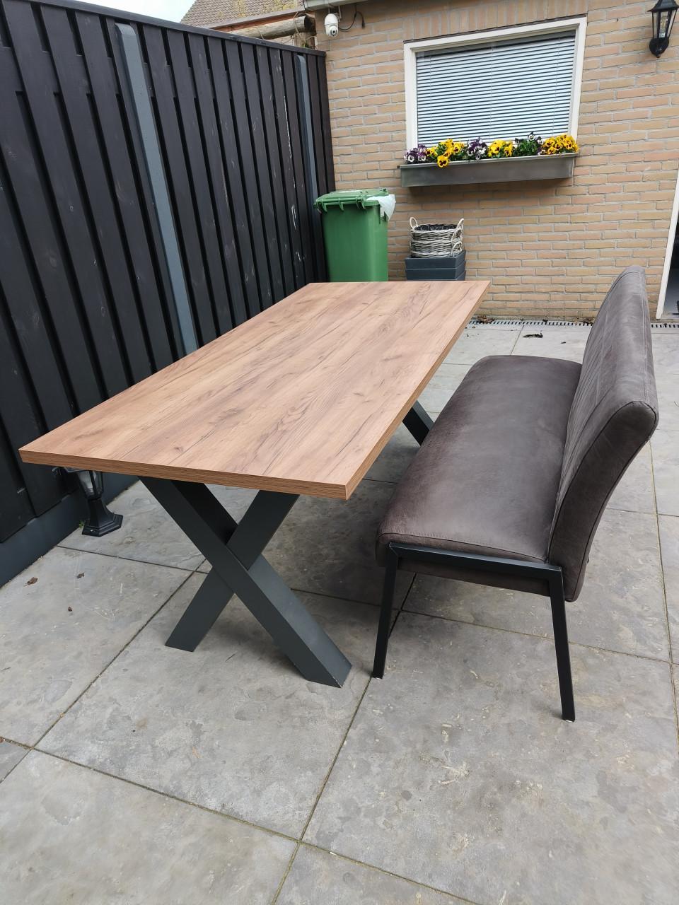 Eettafel met eetzitbank 190x90