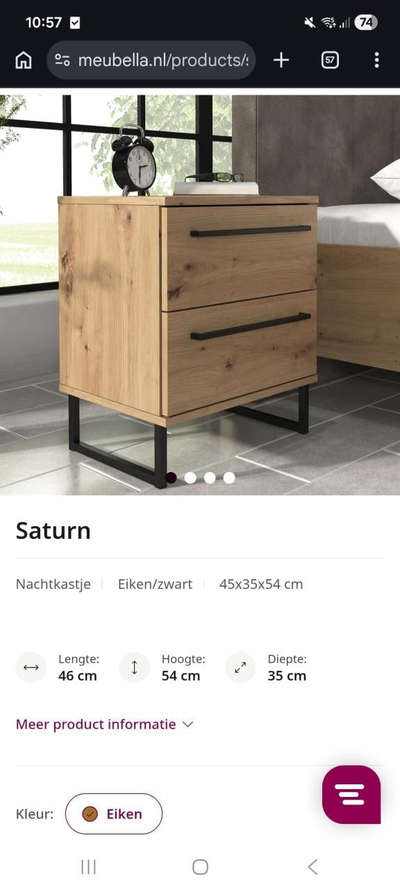 Nachtkastje Saturn Eiken/Zwart 2x