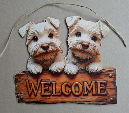 Hondjes Houten Decoratiebord   NIEUW