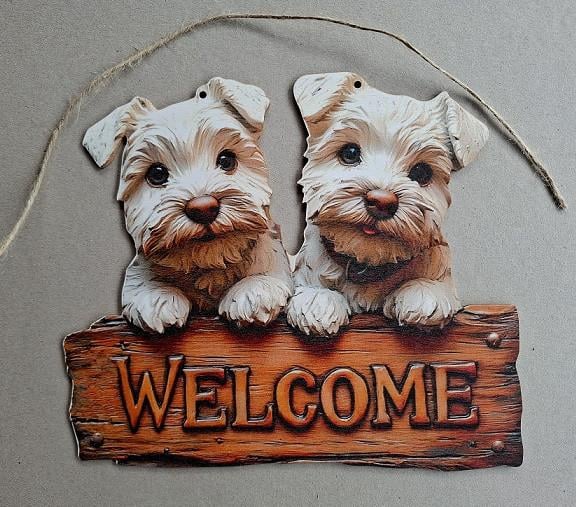 Hondjes Houten Decoratiebord   NIEUW