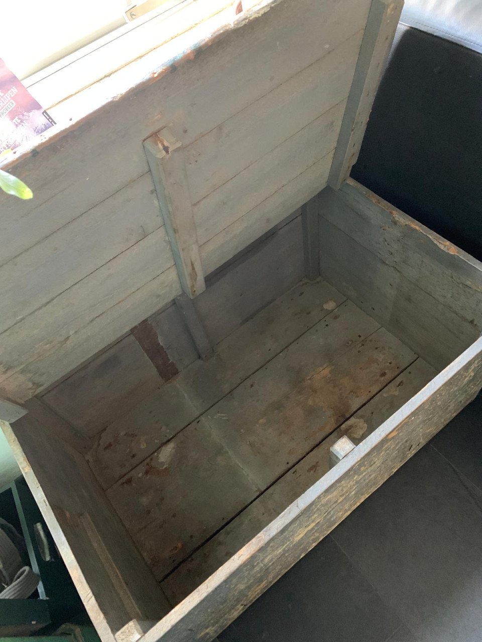 Prachtige vintage houten kist - oude brocante houten kist met deksel