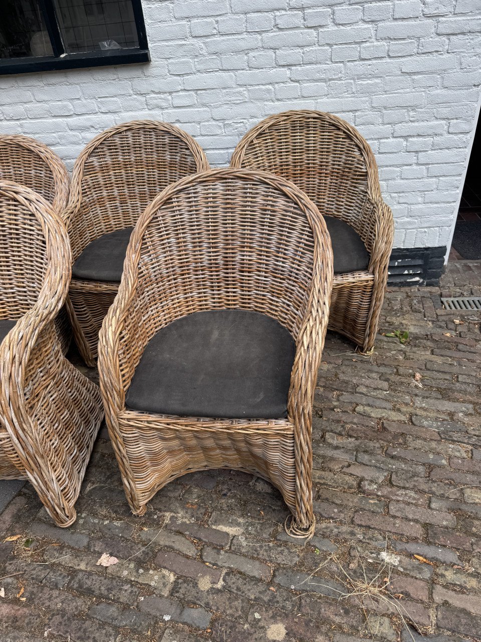 6 stoelen rotan riet landelijk