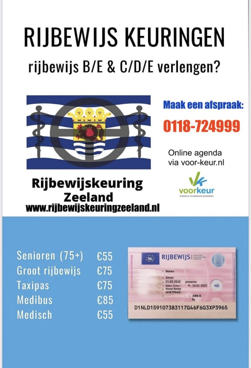 Rijbewijskeuring Zeeland