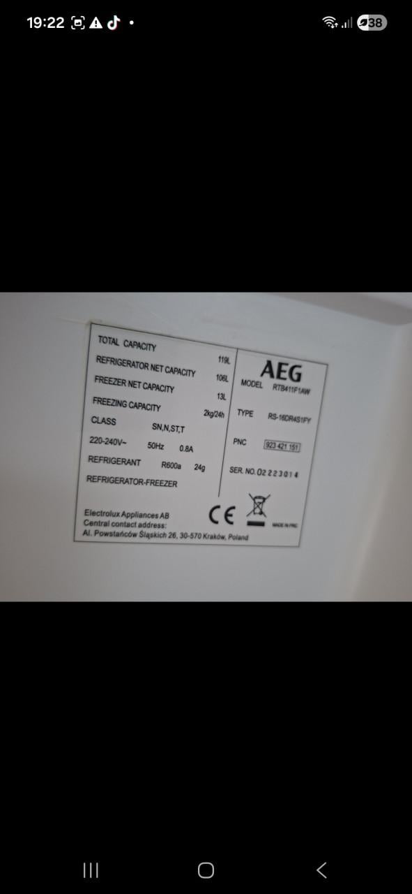 AEG tafelmodel koelkast