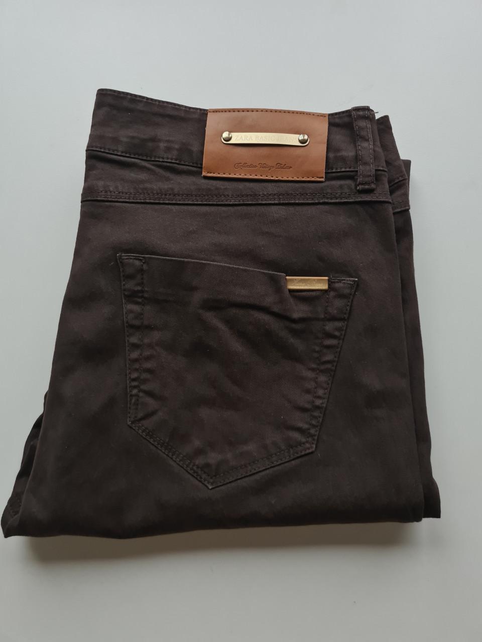 Donker bruine skinny stretch spijkerbroek van Zara  Maat M