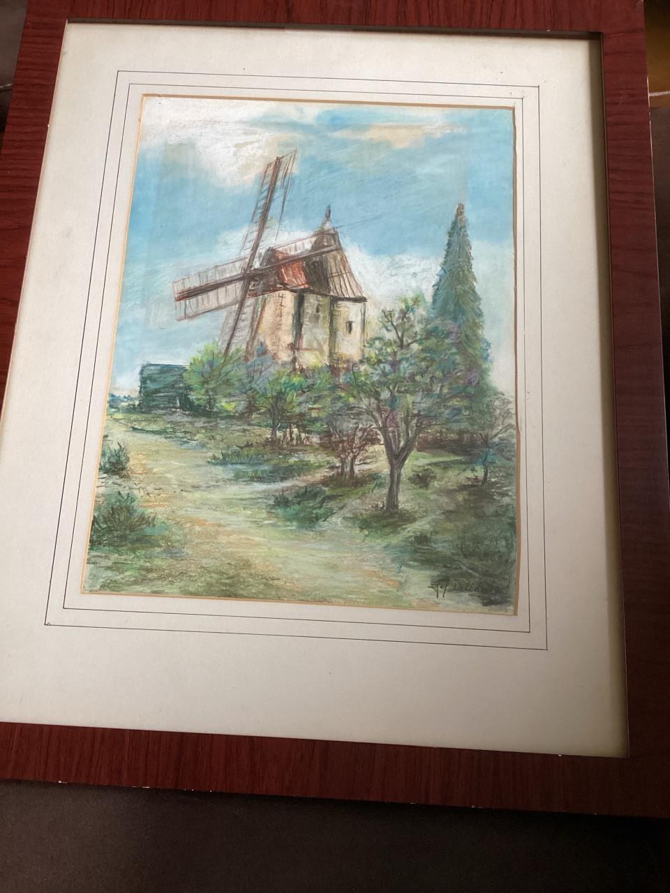 Aquarel tekening  molen