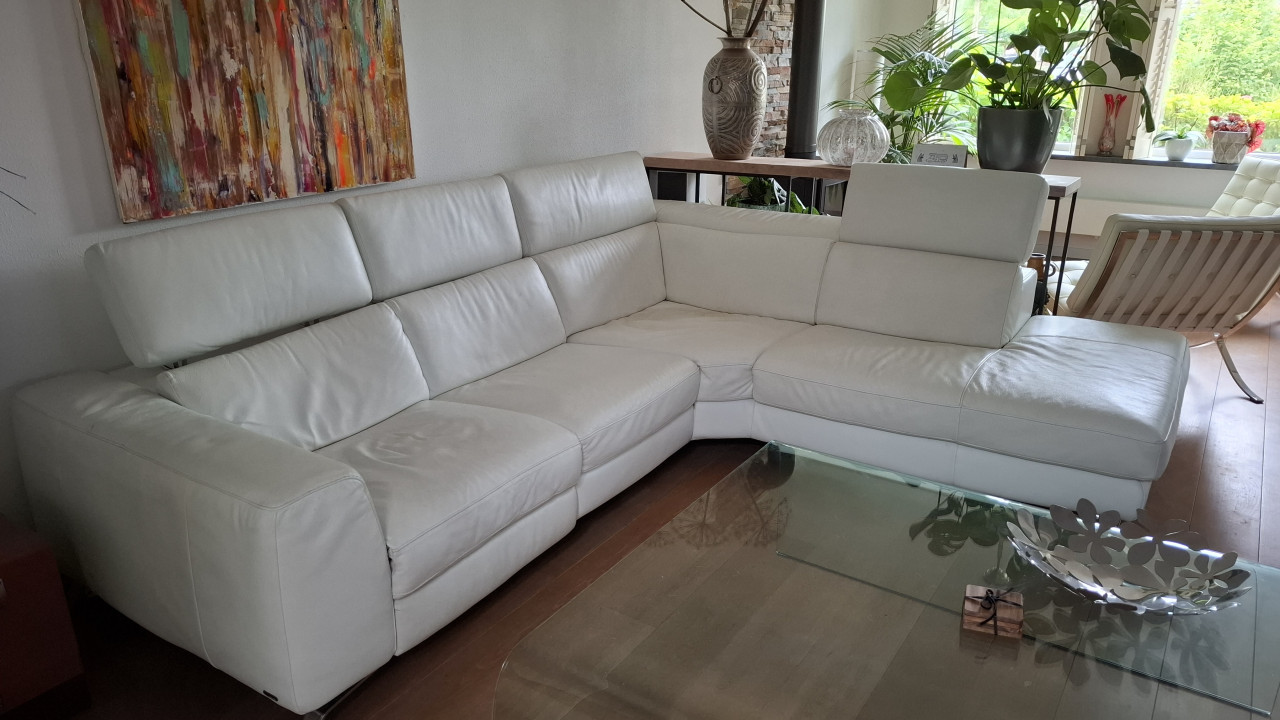 Hoekbank wit leer Natuzzi Editions