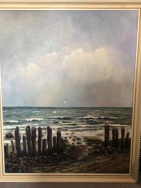 Schilderij Zeeland zeegezicht van Zeeuwse schilder