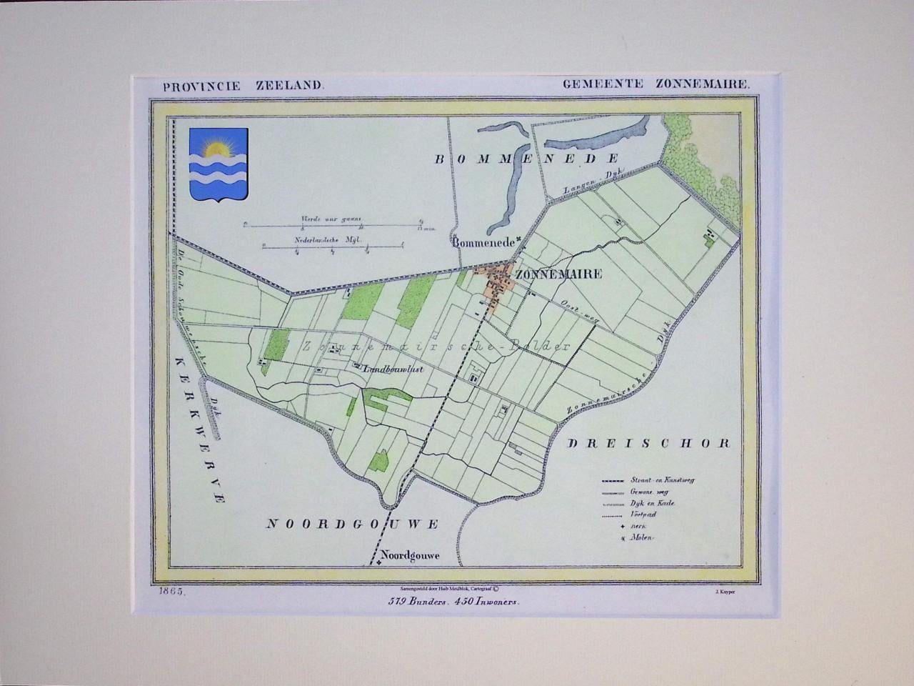 Historische Gemeentekaartjes Schouwen-Duieland van J. Kuyper