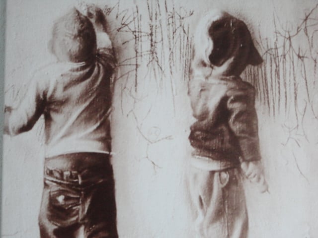 " Children " Prachtig art print op canvasdoek , afmeting 120 cm x 80 cm