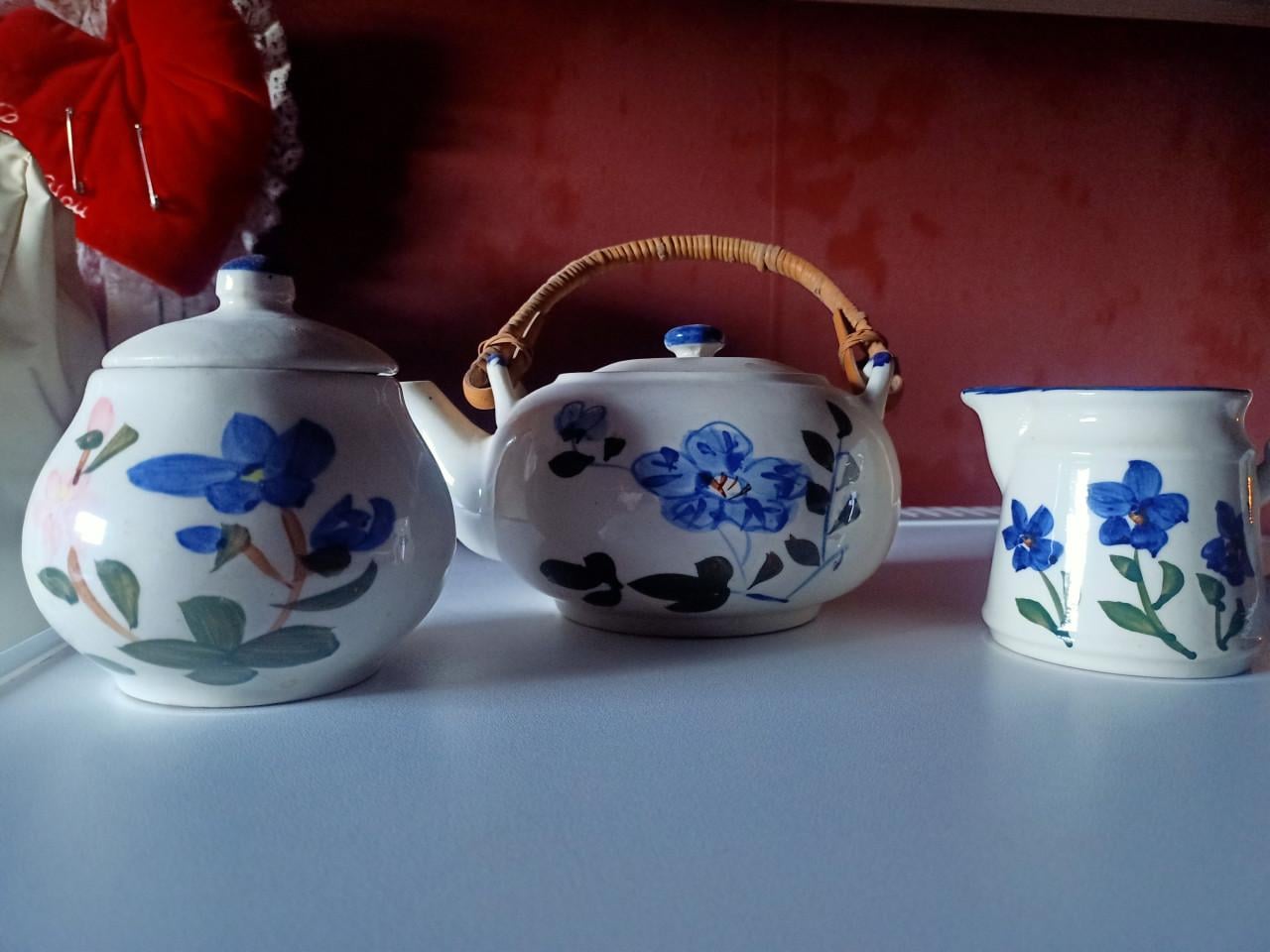 3 delige vintage theeset keramiek