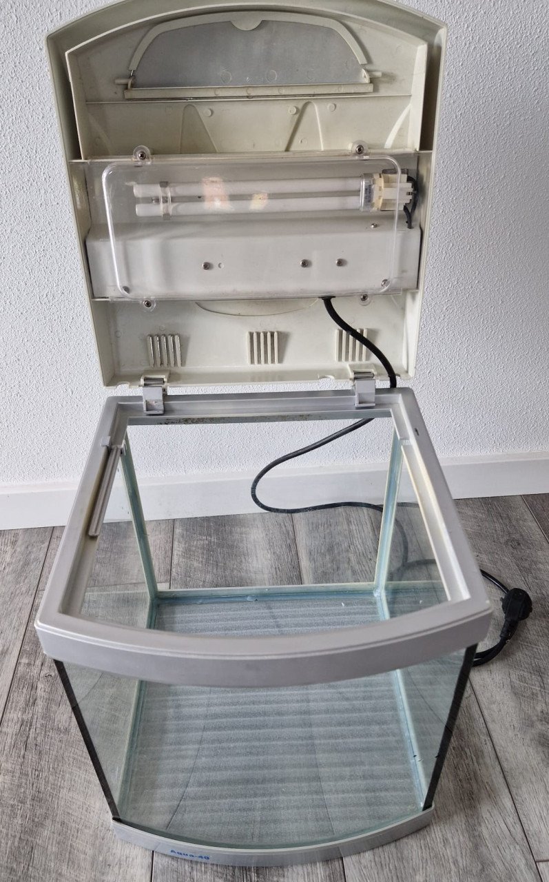 Aquarium of terrarium 30 liter met lamp en achterwand