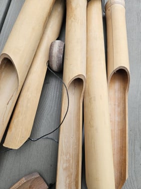 Mooie grote Bamboe windgong met 6 buizen, tuin, terras en woondecoratie