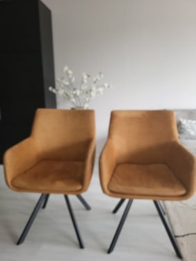 2 eetkamerstoelen stof alcantara draaibaar 180 gr