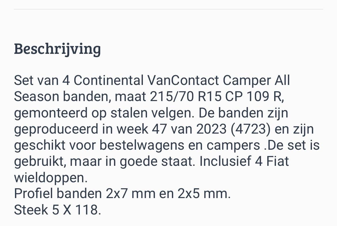 Te koop velgen met banden camper/bestelwagen