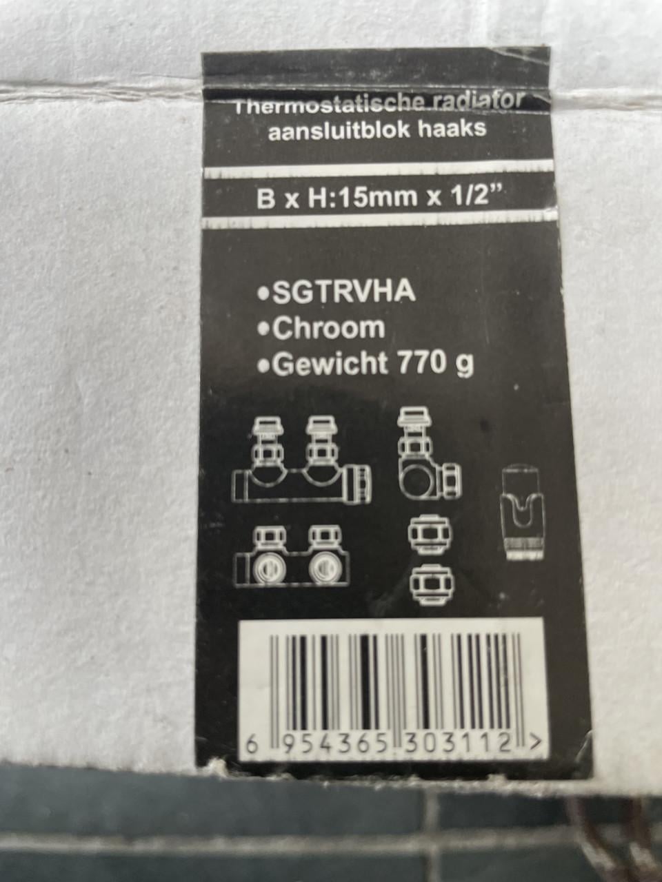 Thermostatische radiator aansluitblok haaks