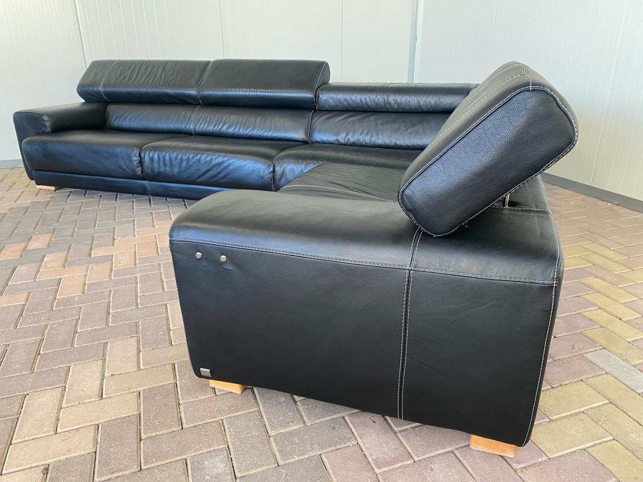 Callia Italia Zwart Leren Hoekbank – Gratis Levering NL & BE