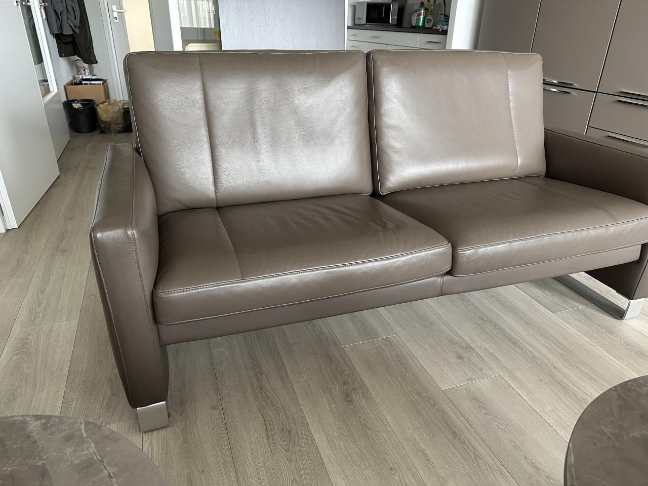 Mooie lederen bank - kwaliteitsleer - bruin