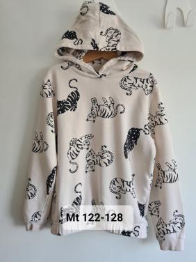 H&M Ecru hoodie met capuchon en tijgerprint Mt 122-128