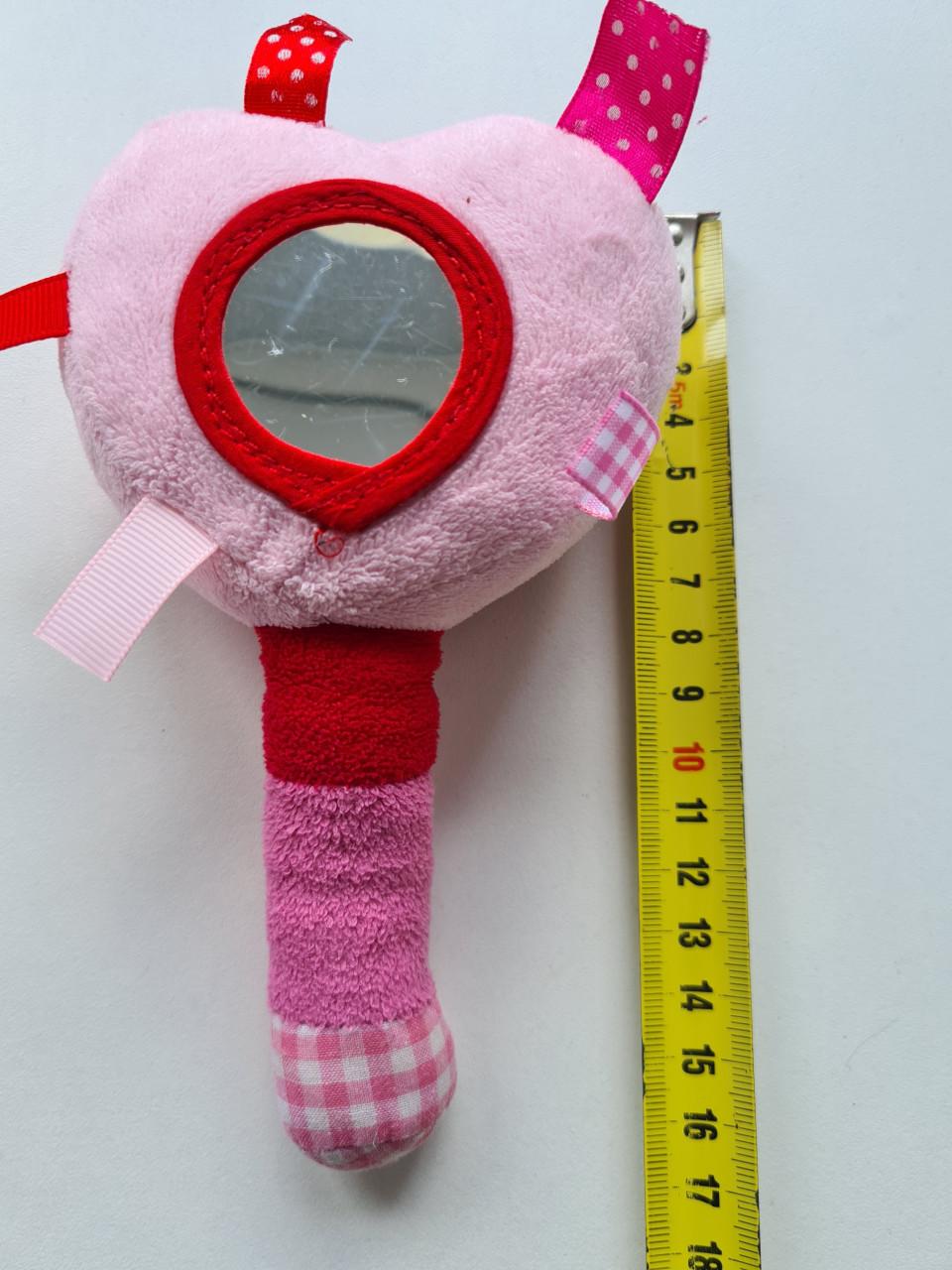Rood met roze Lief! Lifestyle knuffel of rammelaar in de vorm van een hart