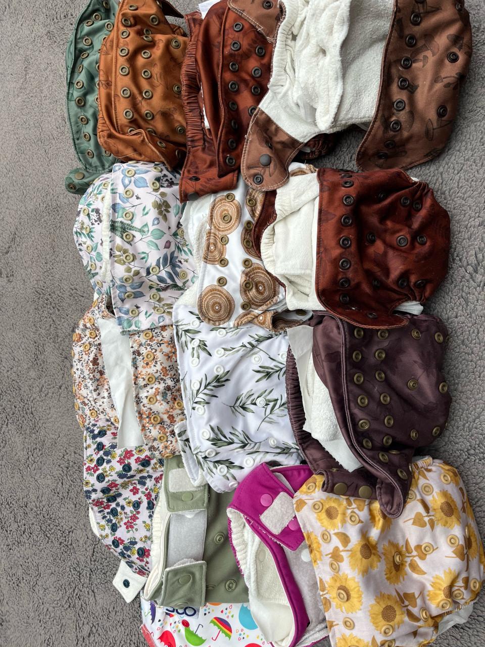 17x wasbare luiers + veel extra inleggers