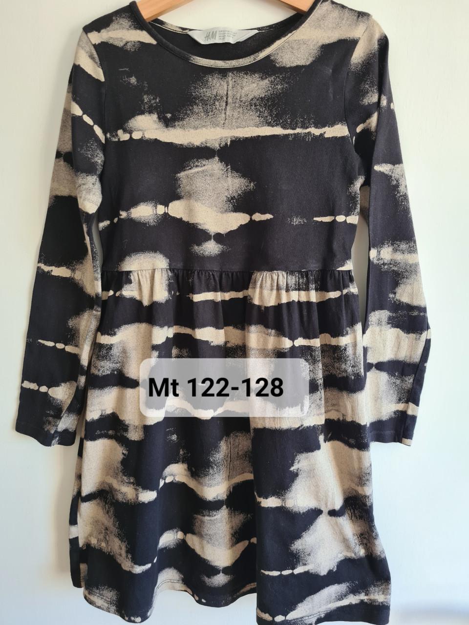 H&M zwart-beige Tie Dye jurk  Mt 122-128