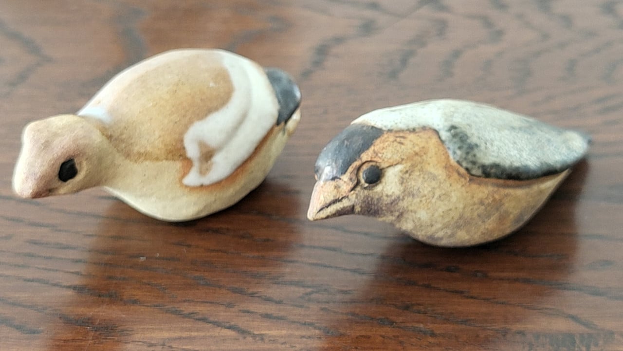 Set vintage vogelbeeldjes Tremar Pottery UK