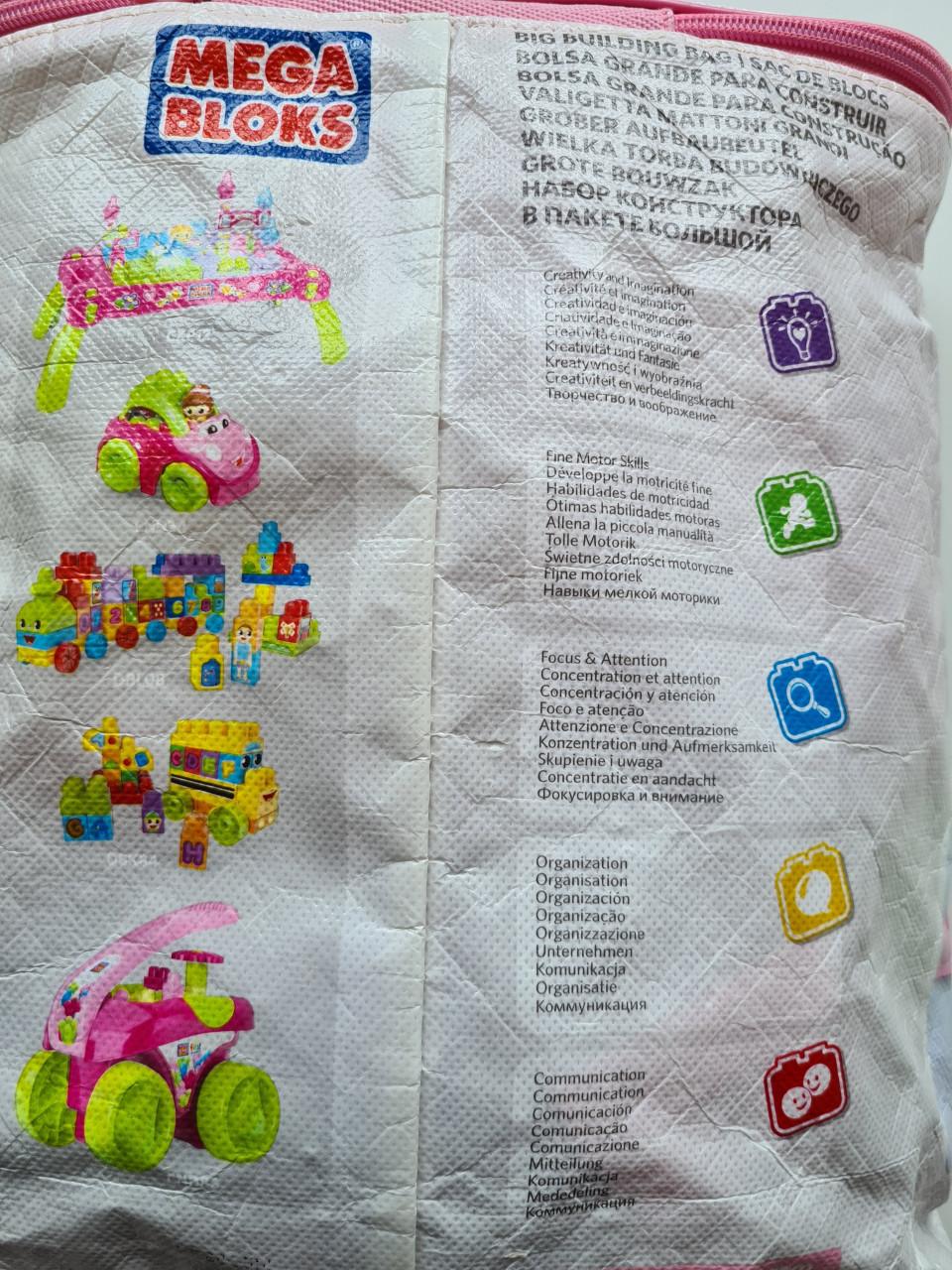 Fisher-Price Mega Bloks First Builders bouwset in een roze tas