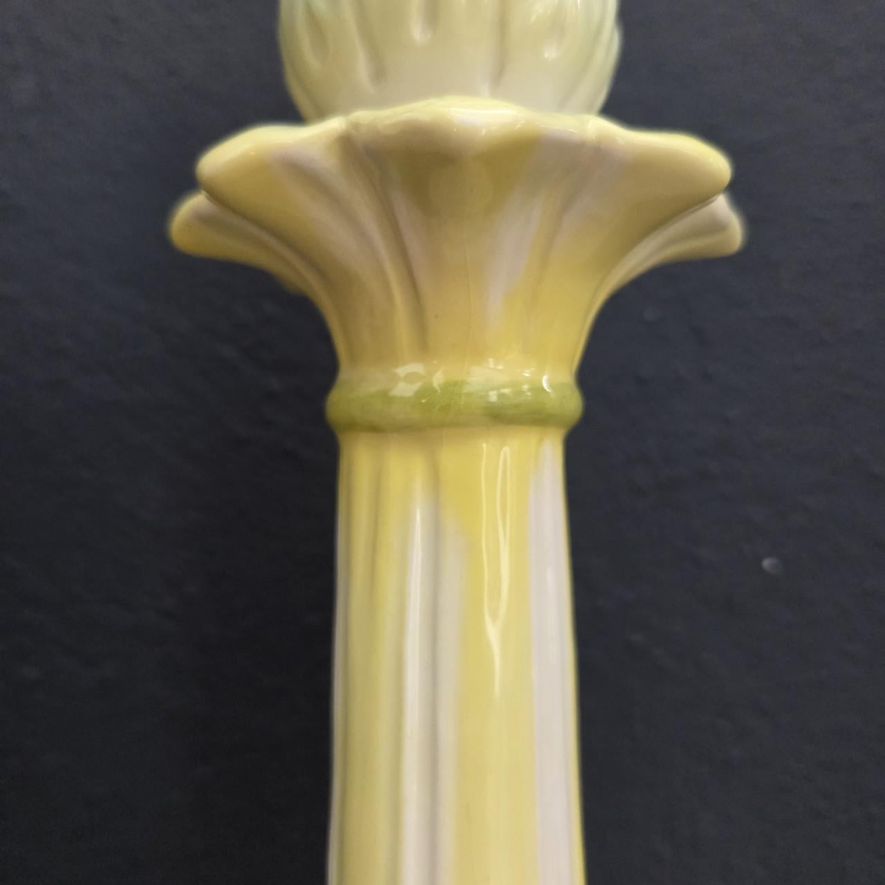 Stel art Nouveau barbotine kandelaars van Bordallo Pinheiro