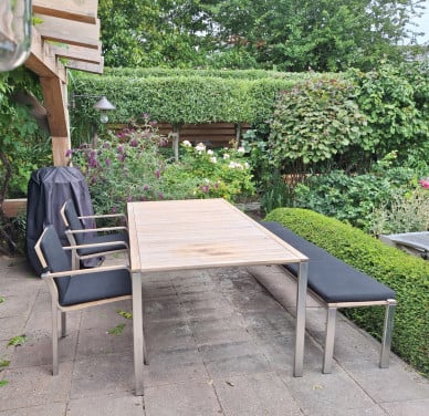 RVS en teakhouten tuinset