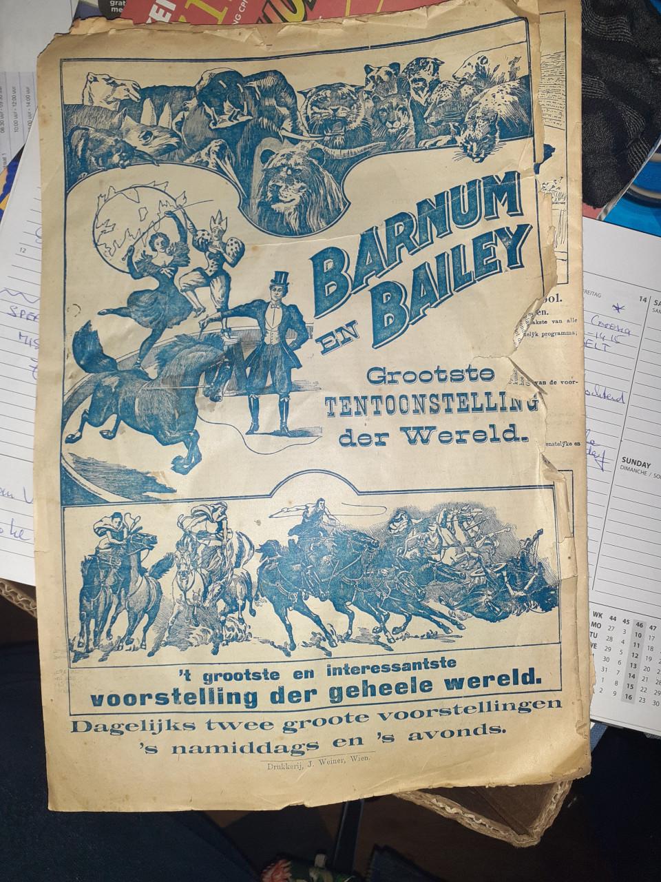 Krant CIRCUS anno  1901   Grootste CIRCUS ooit...!! BARNUM & BAILY