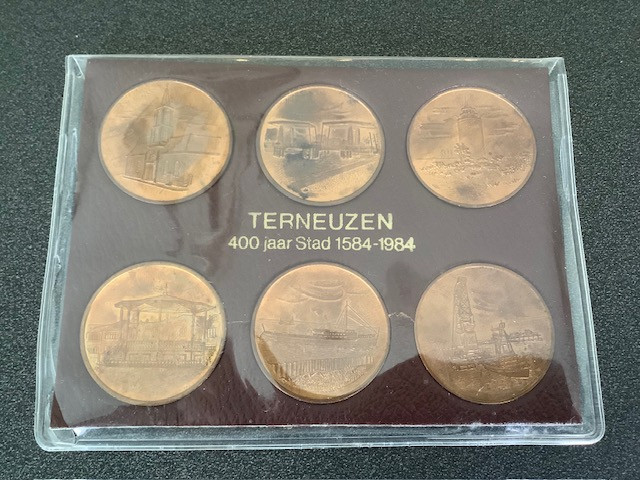Penningen set Terneuzen 400 jaar stad.
