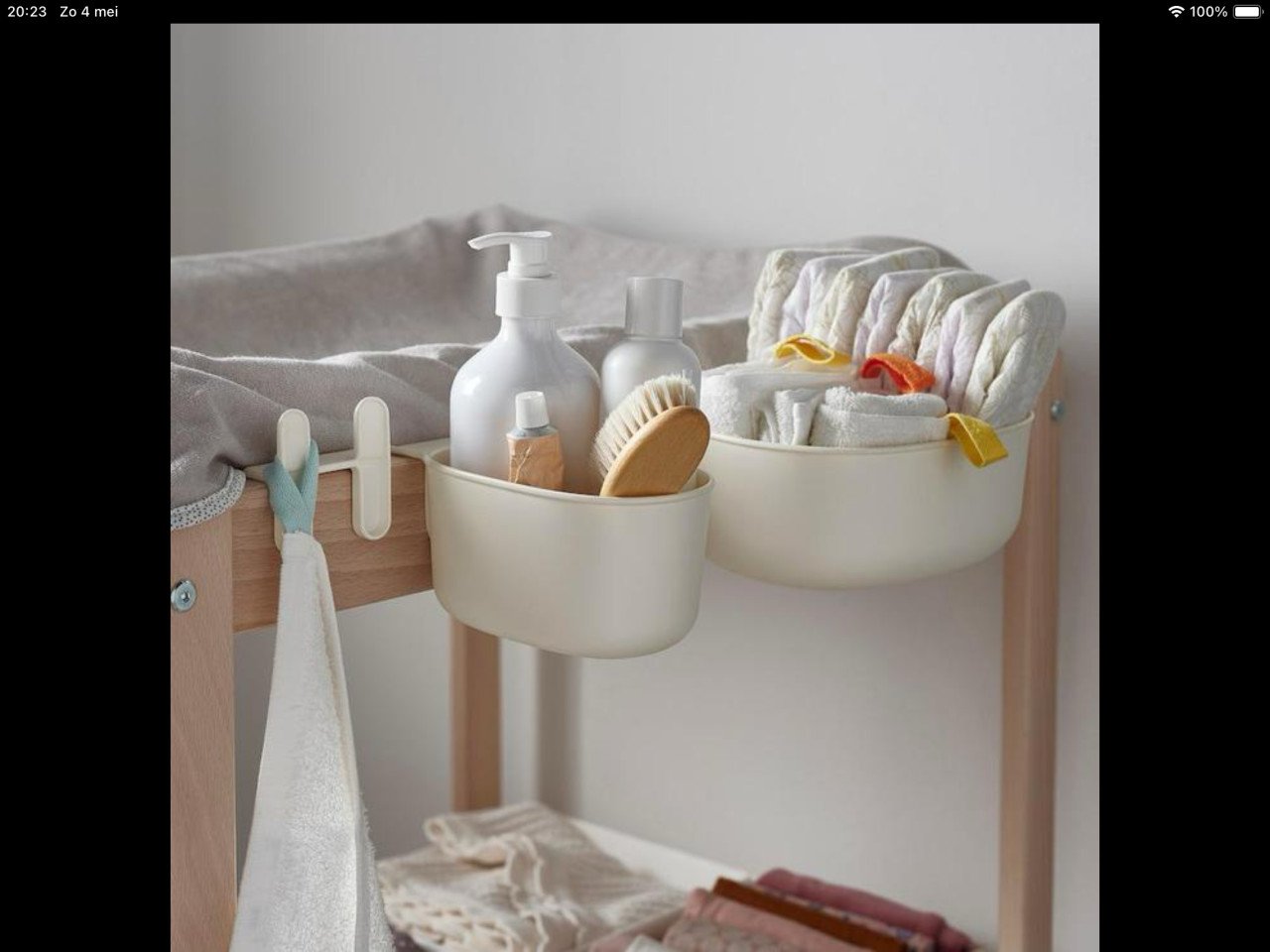 Commode Set: Opbergmandjes, Aankleedkussen, Afvalemmer etc.